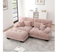 Canapé salon familial ultra confortable, en chenille résistante, assise profonde, soutien lombaire inclus Rose rose CANAPE