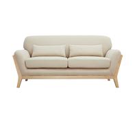 Canapé scandinave 2 places en tissu beige et bois clair YOKO