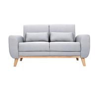 Canapé scandinave 2 places en tissu gris clair et bois clair EKTOR