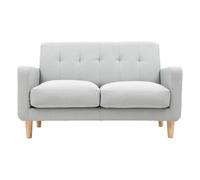 Canapé scandinave 2 places en tissu gris clair et bois clair LUNA