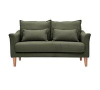Canapé scandinave 2 places en tissu vert kaki et bois clair KATE