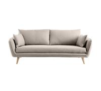 Canapé scandinave 3 places en tissu beige et bois clair CREEP