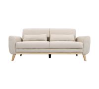 Canapé scandinave 3 places en tissu beige et bois clair EKTOR