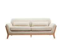 Canapé scandinave 3 places en tissu beige et bois clair YOKO