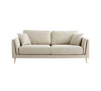 Canapé scandinave 3 places en tissu beige naturel et bois clair VOGUE