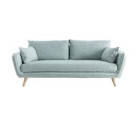 Canapé scandinave 3 places en tissu bleu glacier et bois clair CREEP