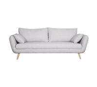 Canapé scandinave 3 places en tissu gris clair chiné et bois clair CREEP