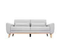 Canapé scandinave 3 places en tissu gris clair et bois clair EKTOR
