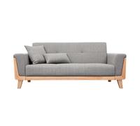 Canapé scandinave 3 places en tissu gris et bois clair FJORD