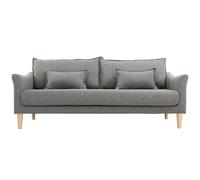 Canapé scandinave 3 places en tissu gris et bois clair KATE