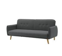 Concept Usine - Canapé scandinave convertible 3 places Nora - tissu, pieds en bois - gris foncé
