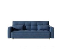 Canapé Scandinave Convertible COPENHAGUE 3 Places Velours Côtelé Bleu | Design droit modulable, accoudoirs, dossier déhoussable, 213 cm