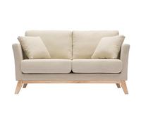 Canapé scandinave déhoussable 2 places en tissu beige et bois clair OSLO