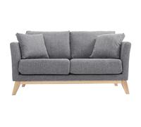 Canapé scandinave déhoussable 2 places en tissu gris clair et bois clair OSLO