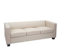 Canapé / sofa Lille, 3 places, 191x75x70cm simili-cuir, crème