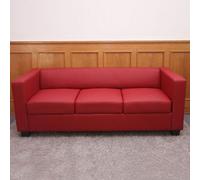 Canapé / sofa Lille, 3 places, 191x75x70cm simili-cuir, rouge