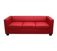 Canapé / sofa M65, 3 places, 191x75x70cm, simili-cuir, rouge Rouge G