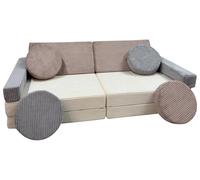 canapé Sofa modulaire Multifonctionnel Blocs en Mousse pour Les Enfants (Couleur: crème (Velours côtelé), Rose Clair (Velours côtelé), Gris (Velours côtelé))