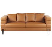 Canapé Style Moderne 3 Places en Cuir PU Pieds en Métal Marron Granna