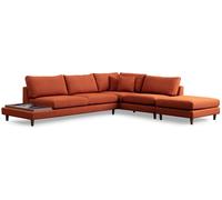 Canapé tissu Tulip angle droit avec pouf orange 314 x 95 x h76