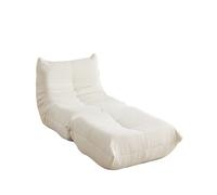 Canapé togo tissu chenille beige avec repose-pieds fauteuil modulable 1 place confortable pour salon et chambre
