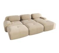 Canapé trois places, UWOT, avec trois repose-pieds en velours côtelé, accoudoirs extra-larges, rembourrage haute résilience 32D, beige Beige