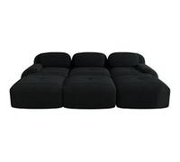 Canapé trois places, UWOT, avec trois repose-pieds en velours côtelé, accoudoirs extra-larges, rembourrage haute résilience 32D, noir Noir