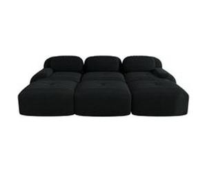 Canapé trois places, UWOT, avec trois repose-pieds en velours côtelé, accoudoirs extra-larges, rembourrage haute résilience 32D, noir Noir