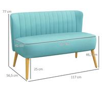 Canapé Tweezits - Petit banc - Banc d'assise - Canapé 2 places - Divan - Format compact - Tissu - Vert vif