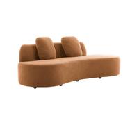 Canapé virgule 3 places en tissu bouclette camel forme organique - WAVE L 232 x P 97 x H 68cm
