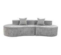 Canapé virgule en tissu texturé "Avola" - 3 places - Gris