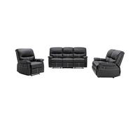 Canapés 3 places 2 places et un fauteuil relax en simili noir CANBY