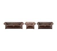 Canapés 3 places 2 places et un fauteuil chesterfield CLOTAIRE 100% cuir vieilli