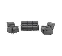 Canapés 3 places 2 places et un fauteuil relax en simili gris CANBY