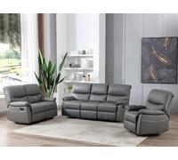 Canapés 3 places 2 places et un fauteuil relax en simili gris CANBY