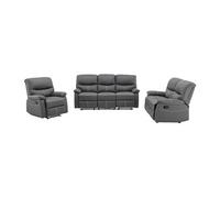 Canapés 3 places 2 places et un fauteuil relax en simili gris CANBY