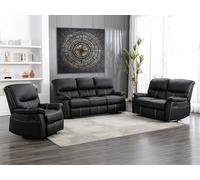 Canapés 3 places 2 places et un fauteuil relax en simili noir CANBY