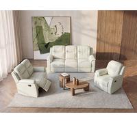Canapés 3 places 2 places et un fauteuil relax EVASION en cuir - Blanc ivoire