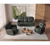 Canapés 3 places 2 places et un fauteuil relax EVASION en cuir - Gris
