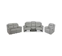 Canapés 3 places 2 places et un fauteuil relax EVASION en cuir - Gris clair