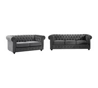 Canapés 3 places et 2 places en velours anthracite CHESTERFIELD
