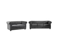 Canapés 3 places et 2 places en velours anthracite CHESTERFIELD