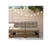 vidaXL Canapé central avec coussin 2 pcs. Marron miel Pin massif