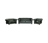 Canapés chesterfield 3 places 2 places et un fauteuil BRENTON 100% cuir de buffle - Vert Empire