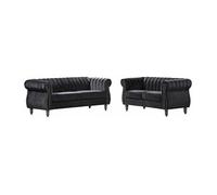 Canapés chesterfield 3 places et 2 places en velours noir TRUMBO