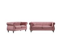Vente-unique Canapés Chesterfield Trumbo – 3 et 2 places, velours vieux rose