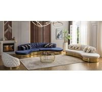 Canapés Chesterfield blancs semi-circulaires Designer 2x 3 places Canapés élégants