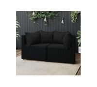 vidaXL Canapé d'angle de jardin avec coussins 2 pcs. noir poly rotin