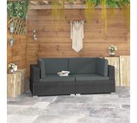 Canapés d'angle 2 pièces avec coussins Poly Rattan Canapé de jardin Lounge
