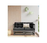 vidaXL Canapé d'angle de jardin 2 pcs. Gris Pin massif